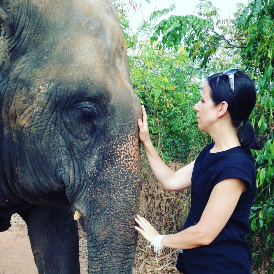 Author, Irma Gold, with Malewaan, an elephant in Thailand where she got her inspiration for Seree's Story.